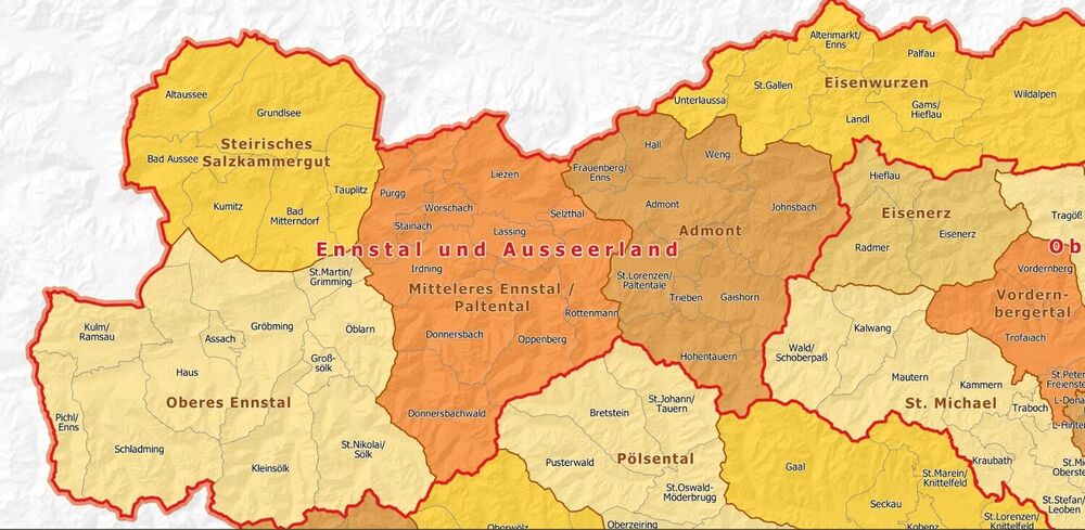 Ausschnitt der Region Ennstal/Ausseerland